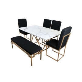 Mbkraft Zamora Negro Comedor  4 Sillas 1 Banca
