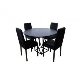 Mbkraft Soria Negro/snegro Comedor Redondo 4 Sillas          (010)