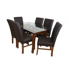 Mbkraft Parma Nogal Comedor De Cristal  6 Sillas